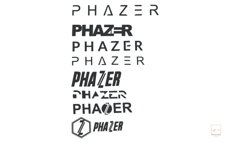 phazer logo design concepts in black and white
